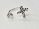 Rhinestone Cross Open Ring