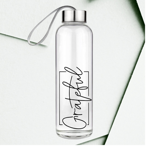 Grateful- Glass Water Bottle