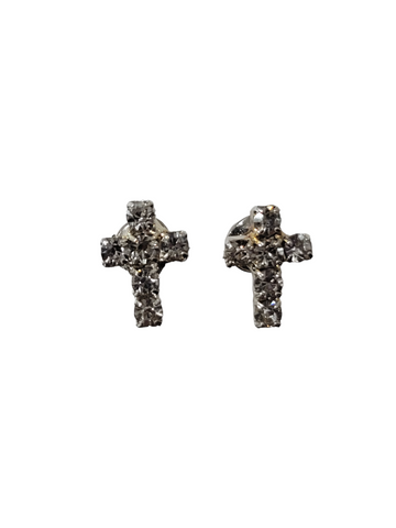 Rhinestone Stud Cross Earrings