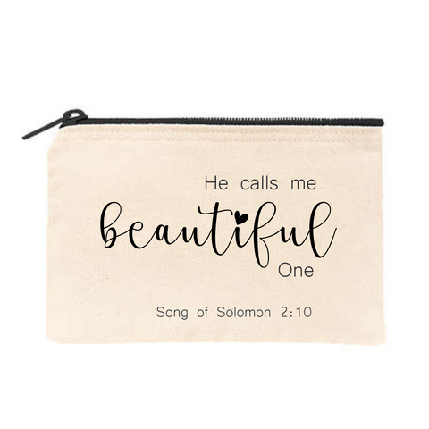 He Calls Me Beautiful One - Canvas Cosmetic Bag