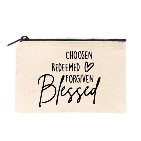 Chosen Redeemed Forgiven Blessed - Cosmetic Canvas Bag